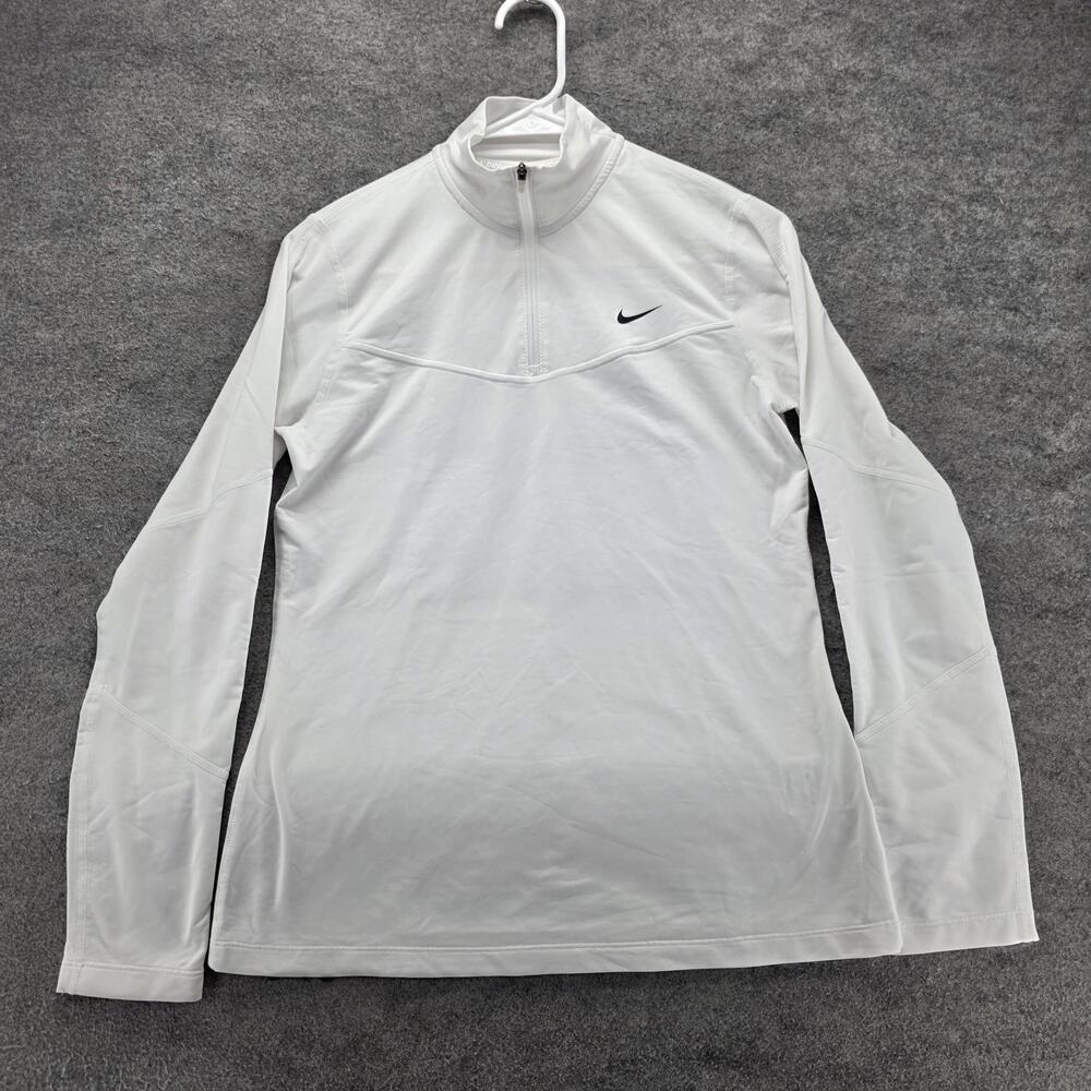 Nike Pullover Womens M White Long Sleeve 1/4 Zip Mock Neck Dri-FIT Pro Training